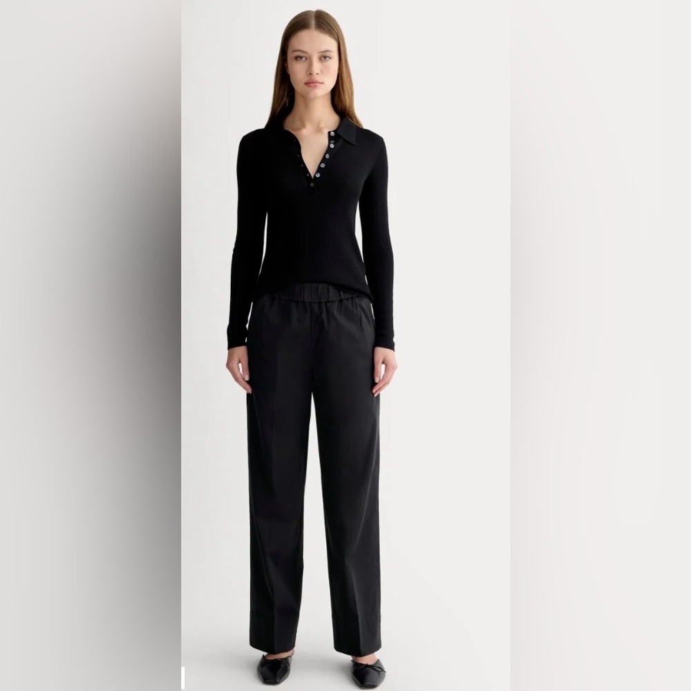 Everlane The Easy Pant Pull-On Wide Leg Organic Cotton Pants Black Size S